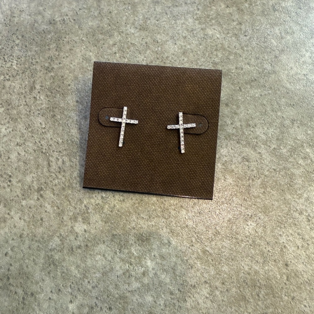 Silver Cross Stud Earrings